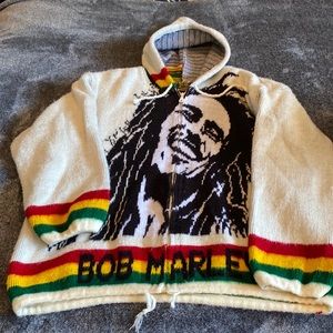 Vintage 90s Tejidos Ruminahui Bob Marley Wool Knit Oversized Hoodie Sweater M/L